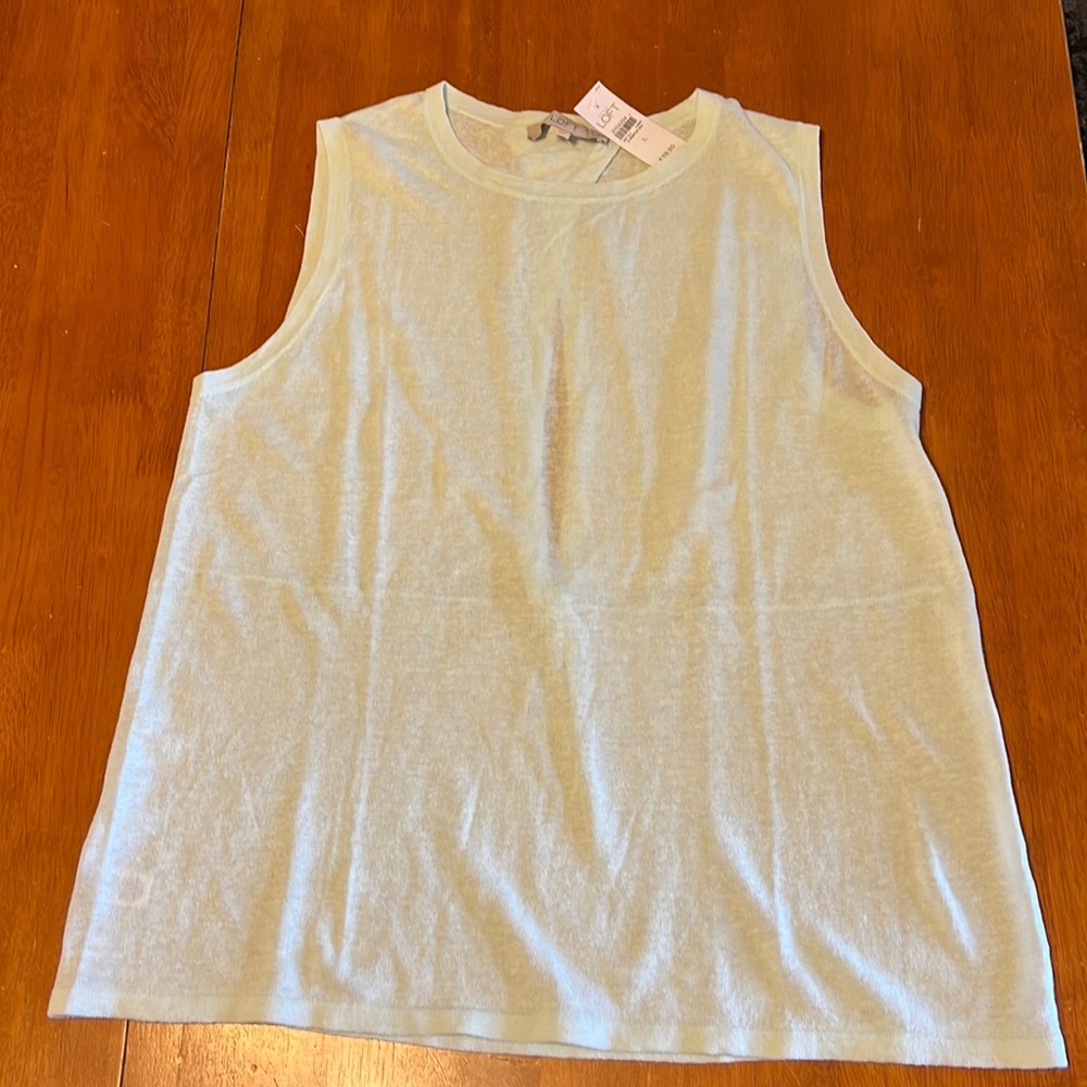 Sleeveless LOFT Linen Blend Open Back Tank size L